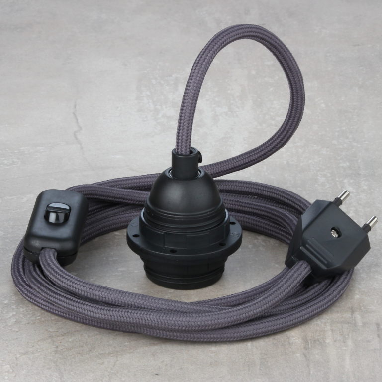 Textilkabel mit E27 Fassung Schalter und