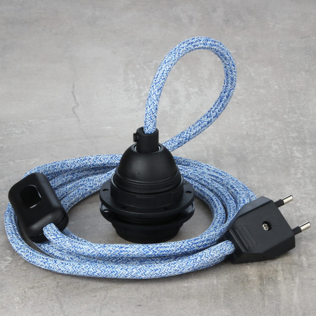 Textilkabel mit E27 Fassung Schalter und