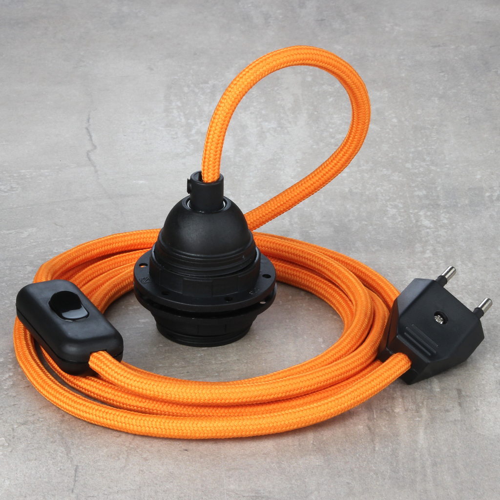 Textilkabel mit E27 Fassung Schalter und Stecker Textilkabel 