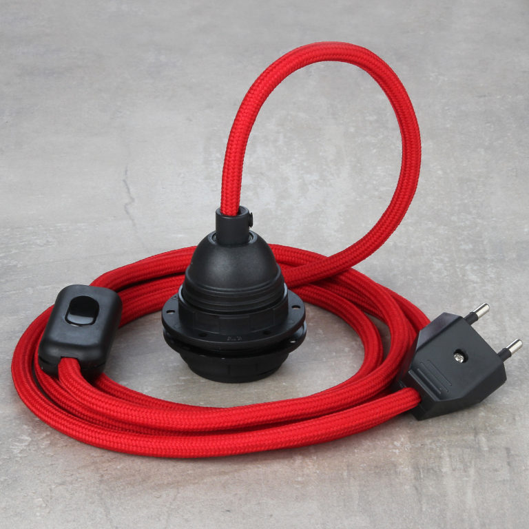 Textilkabel mit E27 Fassung Schalter und